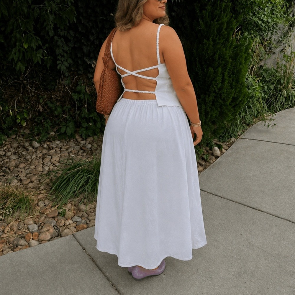 Reformation | Amaya Strappy Open-Back 100% Linen Top in White
